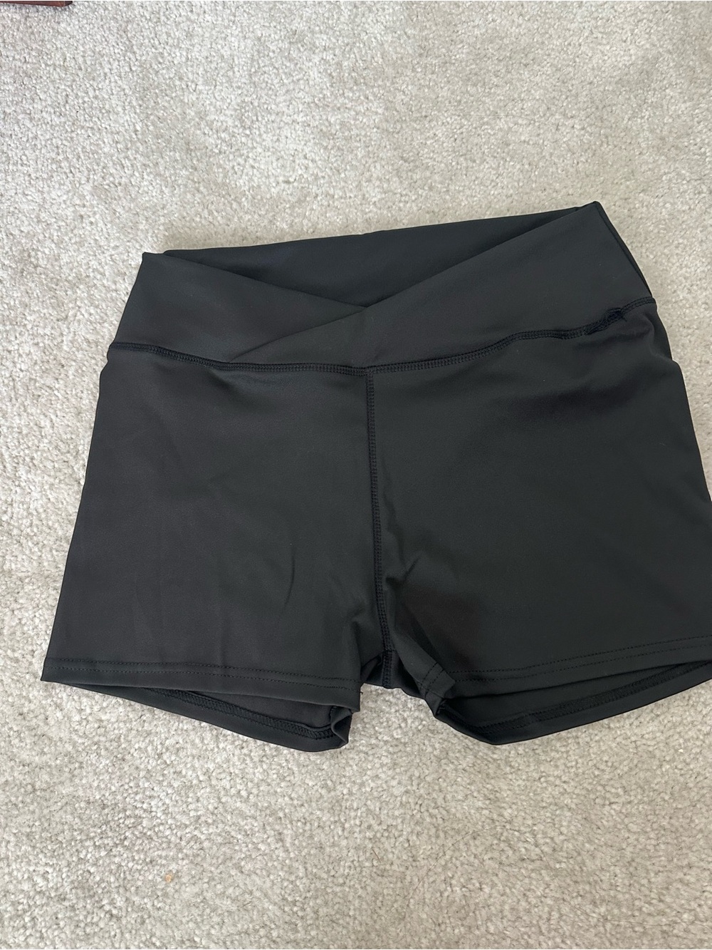 Amazon Black Crossover-Waist Athletic Shorts